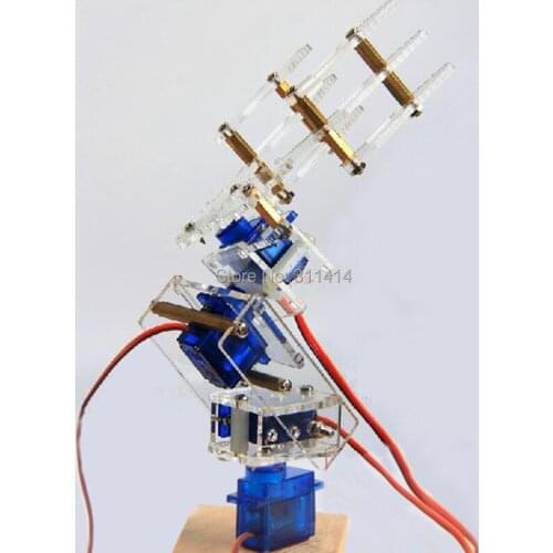 1set Acrylic 4 DOF Robot Arm 3D Rotating Machine DIY Car Arm P0090 Servo Kit DIY Robot Smart Robot For RC Model High Quality