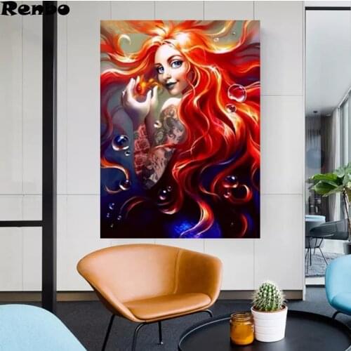 5D Diamond Painting Mermaid Girl Cartoon Rhinestone DIY Diamond Embroidery Full square Drill Cross Stitch Kit Diamond Mosaic New