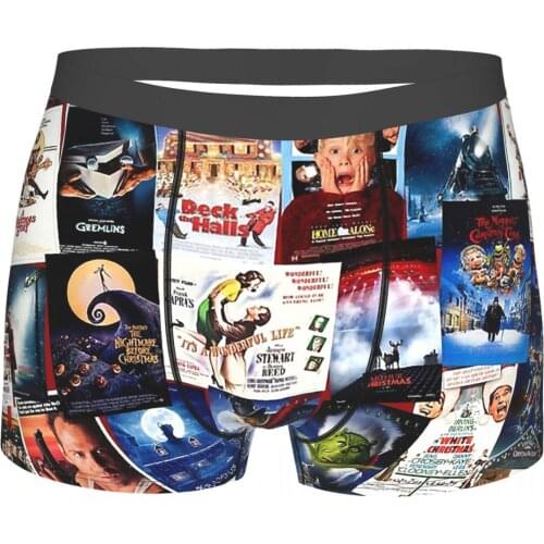 Arthur Christmas Film Christmas Film Collage Underpants Cotton Panties Man Underwear Ventilate Shorts Boxer Briefs