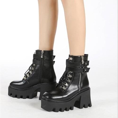 Demonia Boots Goth Shoes On Platform High heels Women Fashion Boots Black Rivets Short Ankle Boots Gothic Style Ladies New