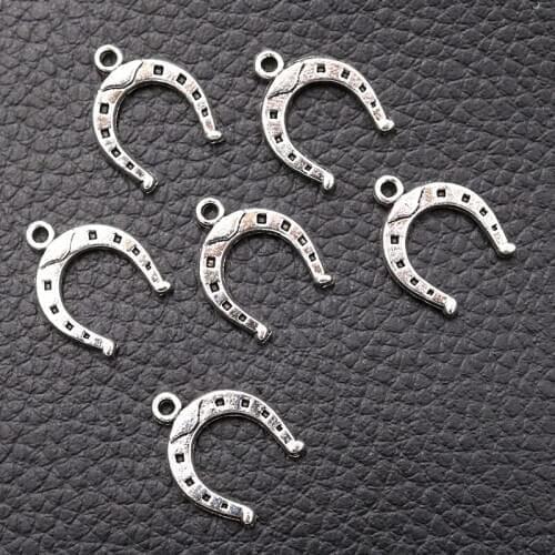 40pcs Silver Plated Lucky *U* Shape Charms Earrings Bracelet Pendants DIY Jewelry Handicraft Making 16*13mm A2223