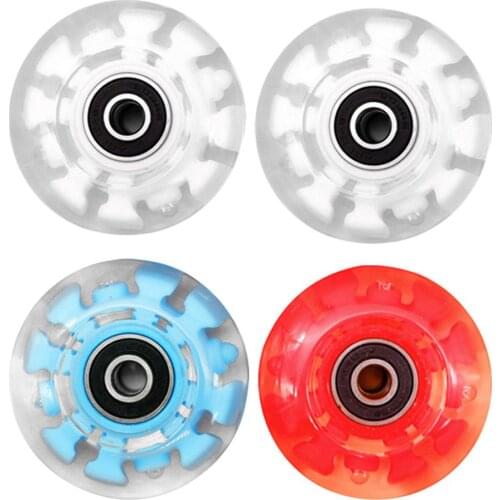 Double-row Roller Skating Wheels Transparent Replacement Luminous Wheels Flashing Wheels Roller Skates Accessories Four Sets