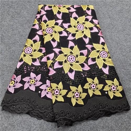 Cotton lace fabric embroidery fabric tissu africain broderie coton swiss lace fabric women scarf 7yard