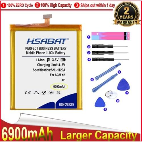 HSABAT 0 Cycle 6500mAh Battery for AGM X2 X2 SE High Quality Replacement Accumulator