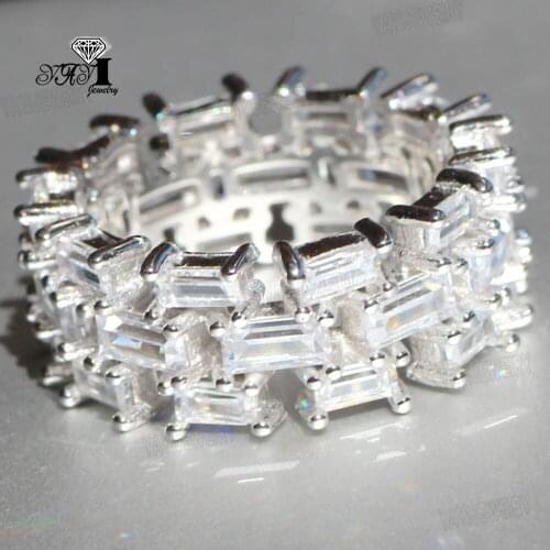 YaYI Fine Jewelry Fashion Princess Claw Set Cut White Cubic Zirconia Silver Color Engagement Wedding Party Leaves Gift Rings