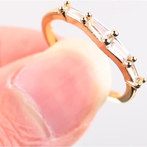 Classic Crystal Rings for Women Engagement Wedding Bands Jewelry Female Simple Design Gold Color Rings Anniversary Party Gift