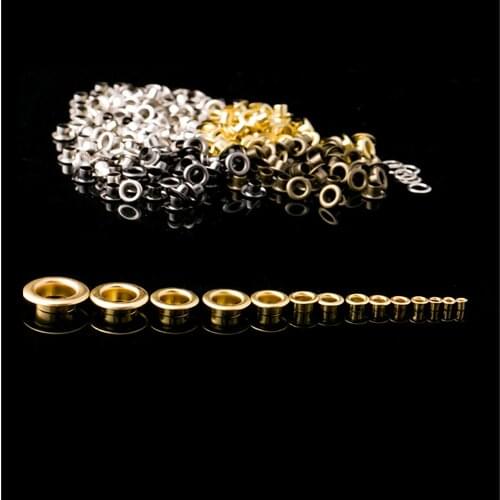 100pcs Brass Eyelet Antirust 1.5mm 2mm 2.5mm 3mm 3.5mm for Leather Craft Grommet Banner DIY Shoes Belt Cap Bag Tags Clothing