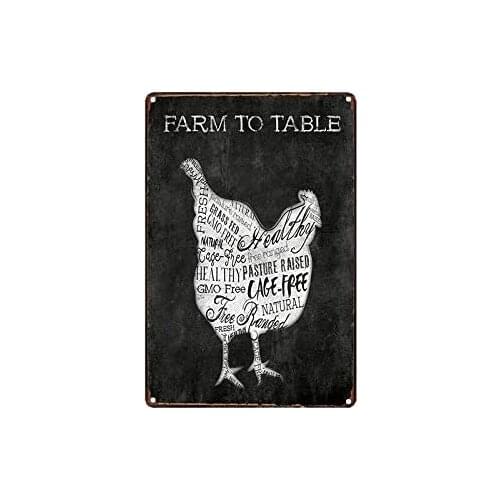 Farm to Table Chicken Metal Tin Sign Indoor & Outdoor Home Bar Coffee Kitchen Wall Decor Metal Poster 12x16 inch