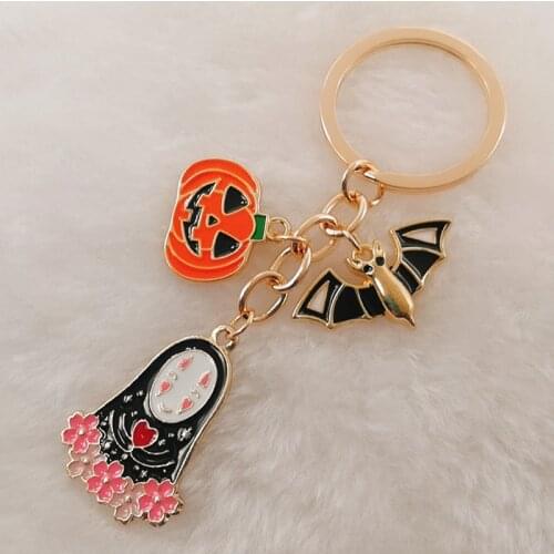 Fashion enamel keychain jewelry pumpkin ghost bat Halloween pendant car bag pendant key chain couple Halloween gift