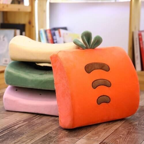 Soft Memory Foam Cushion Office Car Chair Backrest Cartoon Fruit Animal Short Plush Pillow Adult Children Care Pillow