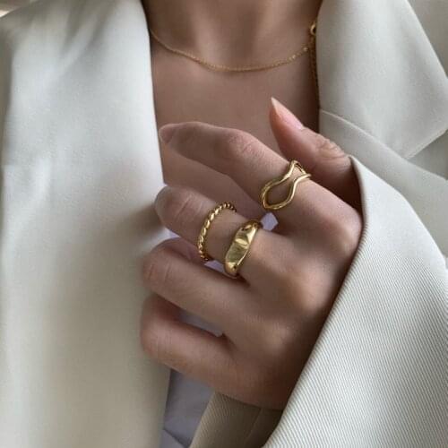 Hiphop Copper Metal Punk Rings Set Opening Index Finger Accessories Buckle Joint Tail Ring for Women Fashion Jewelry Accessories