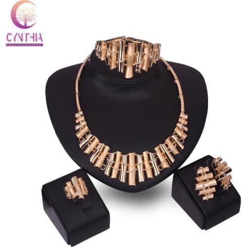 Wedding Party Jewelry Sets For Women Fashion Rhinestone Gold color Irregular Pendant Costume Bridal Accessories