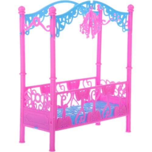 New Bed With Ornaments Bed Bedroom Furniture For Kelly Babie Doll Accessories Girl Toys Gift