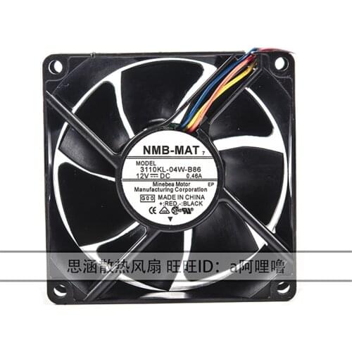 8CM 3110KL-04W-B86 8025 12V 0.46A 4 Wire Chassis Cooling Fan