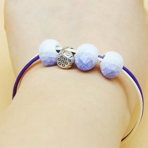 Original New Fashion Ceramics Bead Charms Bracelet For Women Handamde Chinese Style Leather Bracelet Lucky Girls Jewelry Gift