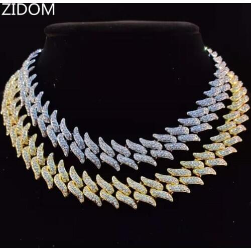 Men Hip Hop Chain Necklace 20mm Thorn Shape Chains Iced Out Bling Necklace Male Fashion HipHop Jewelry For Birthday Gift