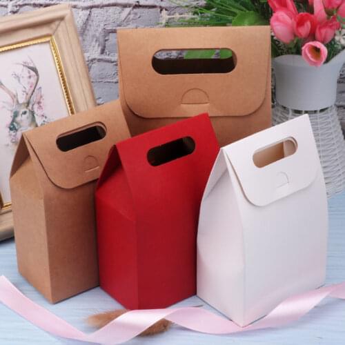 30 Pcs/lot Kraft Paper Bag Blank Birthday Gift Boxes Brown & White for Shops Candy Cake Dessert Wedding Party Supplies