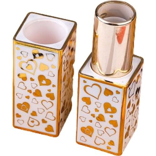 Empty Holographic Gold/White Lipstick Tube DIY Square Lip Balm Bottle Inner Cup 12.1mm Cosmetic Packaging Container 10/20/50pcs