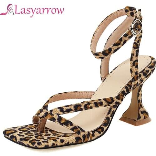 Lasyarrow Summer Woman Shoes Open Toe Flip-Flop Strange High Heels Zebra Leopard Print Colorful Women Sandals Big Size 34-48