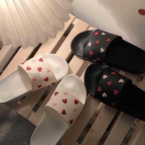 Women Slippers Cartoon Bathe Bathroom Lovely Heart-Shaped Home Slippers Summer Sandals Slides Women Shoes Flip Flops TX114