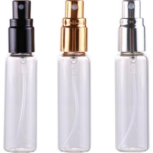 10ml Glass Spray Perfume Bottle With Gold/Silver/Black Cap, Cosmetic Sample Packaging Vials lin2884