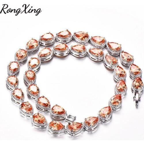 RongXing Stylish Champagne/Yellow Zircon Water Drop Necklaces For Women Luxury Nov Birthstone Chain Clavicle Necklace Jewelry