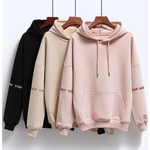 Women Fashion Corduroy Hoodies Female Solid Color Embroidery Hooded Tops Tracksuit Sweatshirt Long Sleeve Casual Sportswear Coat