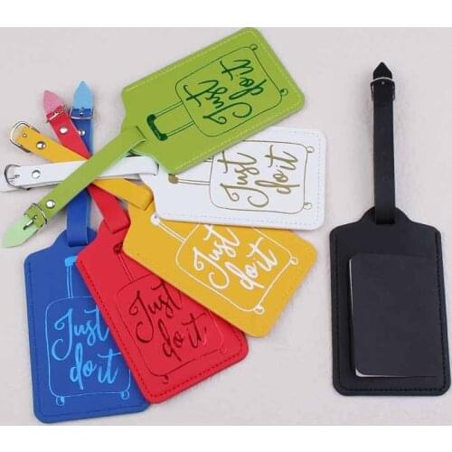 6 Colors PU Leather Hot Stamping Luggage Tag Label Bag Lover Couples Handbag Portable Travel Accessories Name ID Address Tags