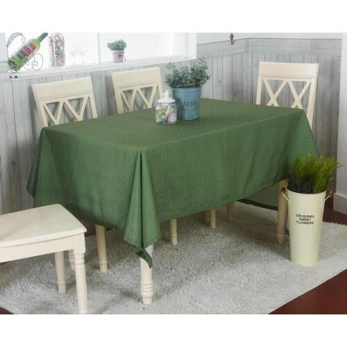Green Tablecloth Pastoral Style High Quality for Party Kitchen Hotel Home Dining White Point Printed Rectangle Table Cover