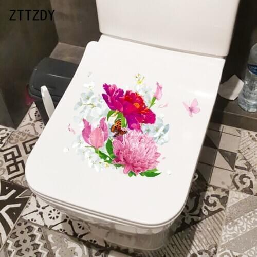 ZTTZDY 25.6CM×22.2CM Peony Chrysanthemum Fresh Bedroom Decoration Home Wall Toilet Stickers T2-0886