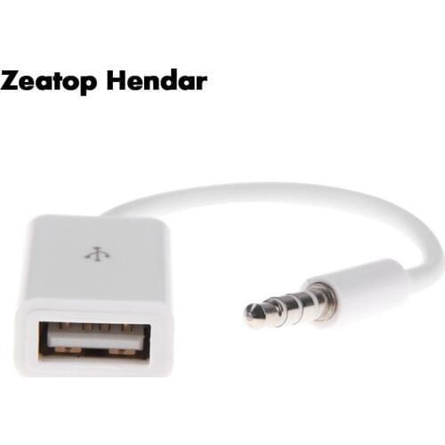 1pcs 3.5mm Male AUX Audio Plug Jack to USB 2.0 Female Converter Cord Cable for Car Mp3