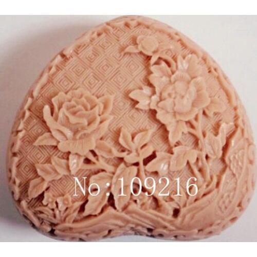 1pcs Heart Shape Peony(zx1552) Silicone Handmade Soap Mold Crafts DIY Mold
