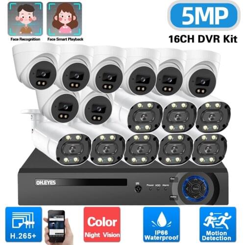 16 Channel CCTV Camera Security System DVR Kit 5MP Outdoor Waterproof 16ch AHD DVR Camera Surveillance System Set XMEYE NVR 8CH