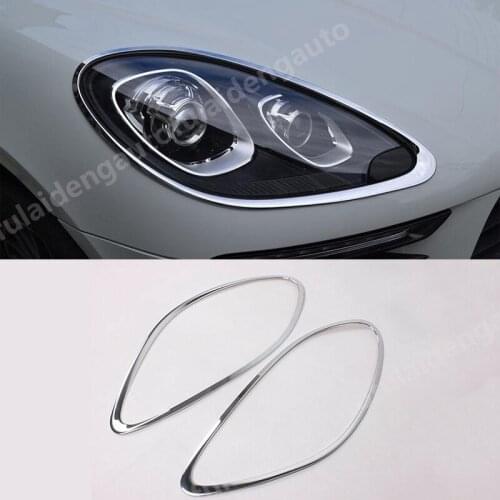 2pcs For Porsche Macan 2015-2018 ABS Chrome Car Front Head Light Lamp Protector Surrounds Cover trim car styling accessories