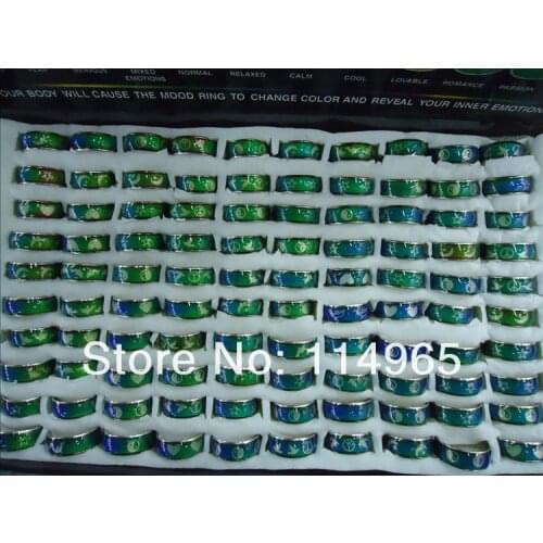 200Pcs Lots Change Color Silver Plated Mood Rings Wholesale Bulk Fashion Jewelery