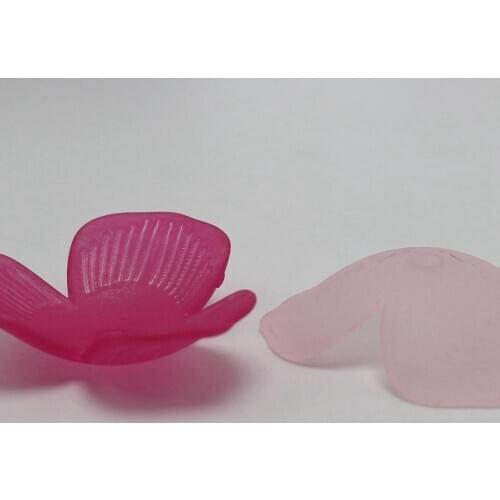 30 Mixed Color Frost Acrylic Large 3 Petal Flower Bead Cap 34mm With Center Hole