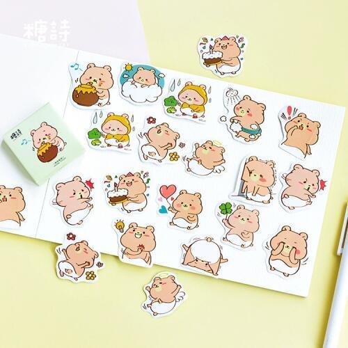 45PCS/box New Lovely Greedy Bear Diary Paper Lable Sealing Stickers Crafts And Scrapbooking Decorative Lifelog DIY Stationery