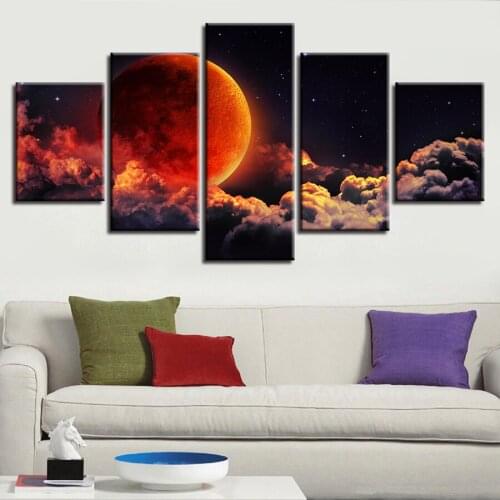 5D Diy Diamond Painting Red Lunar Eclipse landscape 3d Cross Stitch full square round 5pcs Mosaic Embroidery diamond A856