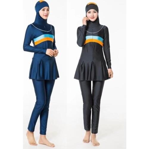 Arabic Islamic Swimwear Women Full Coverage Beach Muslim 2 Piece Suit Hijab Hooded Swimsuit Modest Swim Surf Wear Sport Burkinis