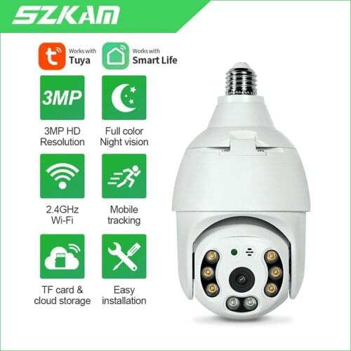 HD 1080P E27 Bulb Wifi IP Camera PTZ Wireless Auto Tracking Baby Monitor Night Vision Speed Dome Video Surveillance