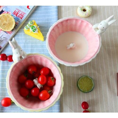 Food Fruits Rice Salad Pottery Ceramic Bowl Soup Tableware Rabbit Dinner Bowl Creative Lovely Cute