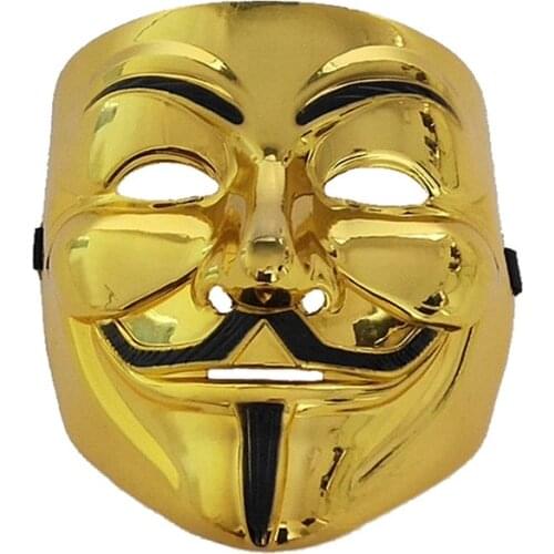 10 Pcs Bronze V for Vendetta Mask Guy Fawkes Gold Mask Killer Cosplay Costume Accessory Halloween Masquerade Horror Silver Masks