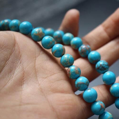 16" Full strand 8mm Emperor stone beads Ocean blue color with Stripes for jewelry making