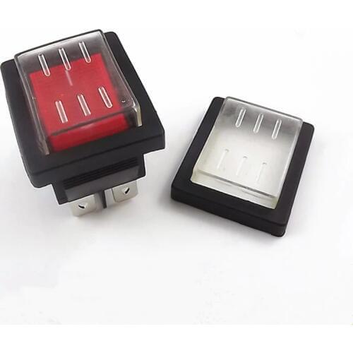 KCD4 1PCS Rocker Switch Power Switch+ transparent waterproof soft sealing cap ON-OFF 4 Pin 16A 250VAC/ 20A 125VAC