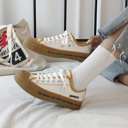 Fashion Flats Solid Canvas Classic Solid Color Women Color Matching Casual Shoes Sneakers Canvas Shoes Woman Shoes U12-55