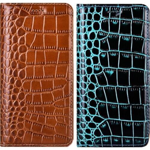 Crocodile Genuine Leather Flip Phone Case For LG Q51 Q60 K31 K50 K50S K51 K51S K40S K41S K61 K71 Aristo 5 Phoenix 5 Cover Coque