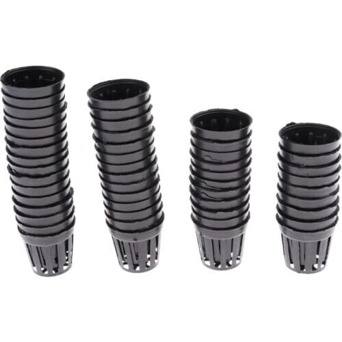 50 pcs Round Aquatic Plant Basket Black Slotted Mesh Net Pot for Hydroponics