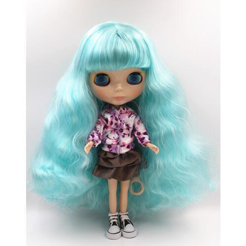 Blygirl Doll Blue white blend hair Blyth body Doll Fashion can change makeup Fashion doll