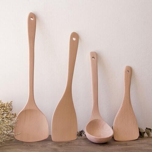 Natural Health Bamboo Wood Kitchen Slotted Spatula Spoon Mixing Holder Cooking Utensils Dinner Food Wok Shovels Turners