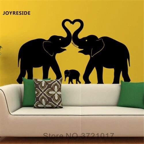 JOYRESIDE Elephant Animals Family Love Cute Wall Decal Vinyl Sticker Decor Home Kids Living Room Interior Dorm Design Mural A257